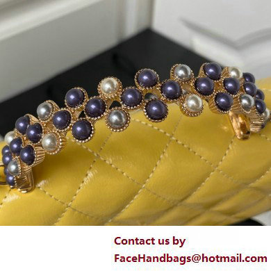 Chanel Shiny Crumpled Lambskin, Imitation Pearls  &  Gold-Tone Metal Clutch with Chain Bag AP3803 Yellow 2025